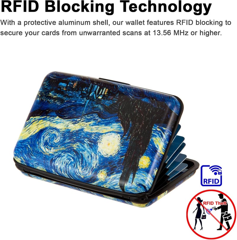 Kaabao Credit Card Holder for Women Men RFID Blocking Metal Wallet Slim Business Aluminum ID Hard Case (van Gogh The Starry Night) - Image 2